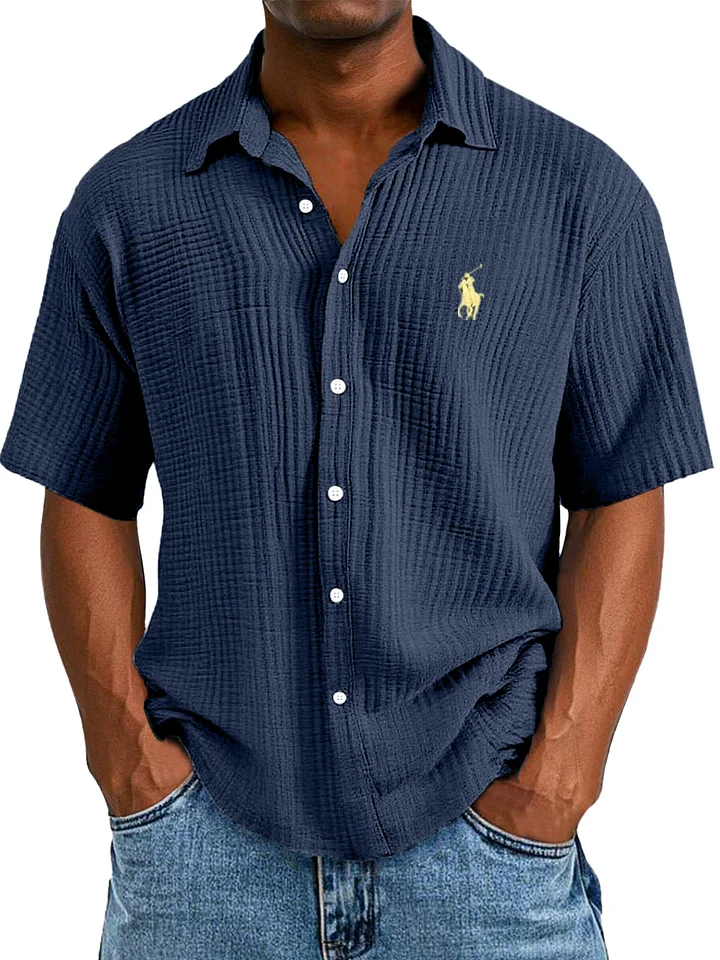 Urbanoval® | Textured RL button-up shirt